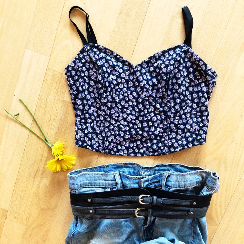 Urban Outfitters Blue Floral Crop Bralette